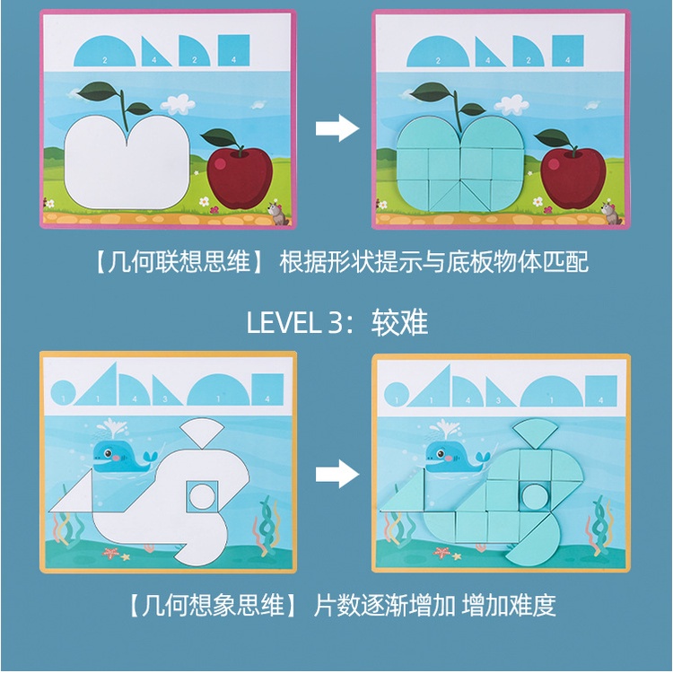 Mainan Edukasi Anak Tangram Puzzle Bentuk Geometris Kreatif Bangunan Kayu Pendidikan Awal Anak 3-7 Tahun