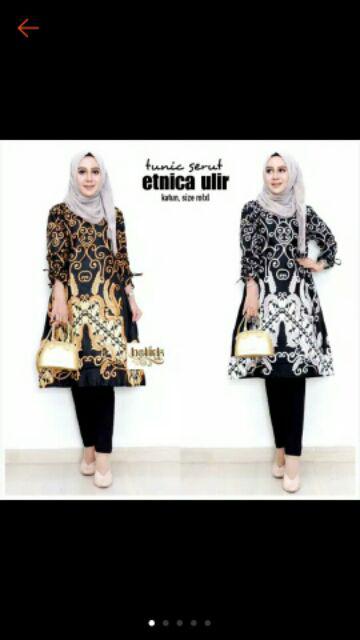 Batik Tunik Serut Etnica Ulir Modern Kekinian Pakaian Kerja Kondangan Kantor Seragaman Murah