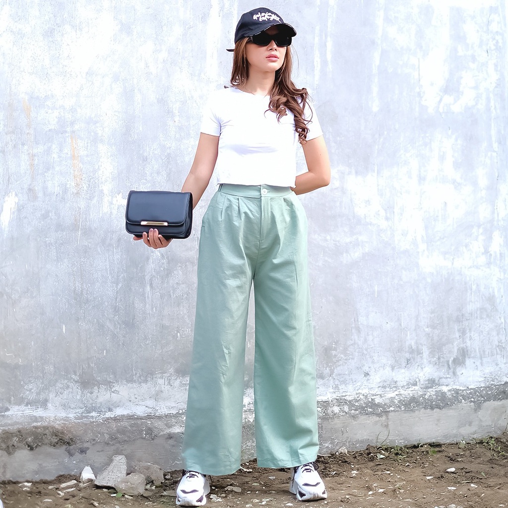 BEFAST - ZEC OOTD Celana Kulot ANIYA / Highwaist Gabby Seoul Cullotes Linen Panjang 100cm / Celana Kulot Perempuan / Celana Panjang Kekiniaan Remaja / Celana Kulot Polos Casual / Kulot Trendy / OOTD Ala Korean Style / Terlaris