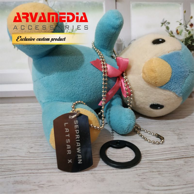 Kalung ala militer stainless steel emboss dog tag