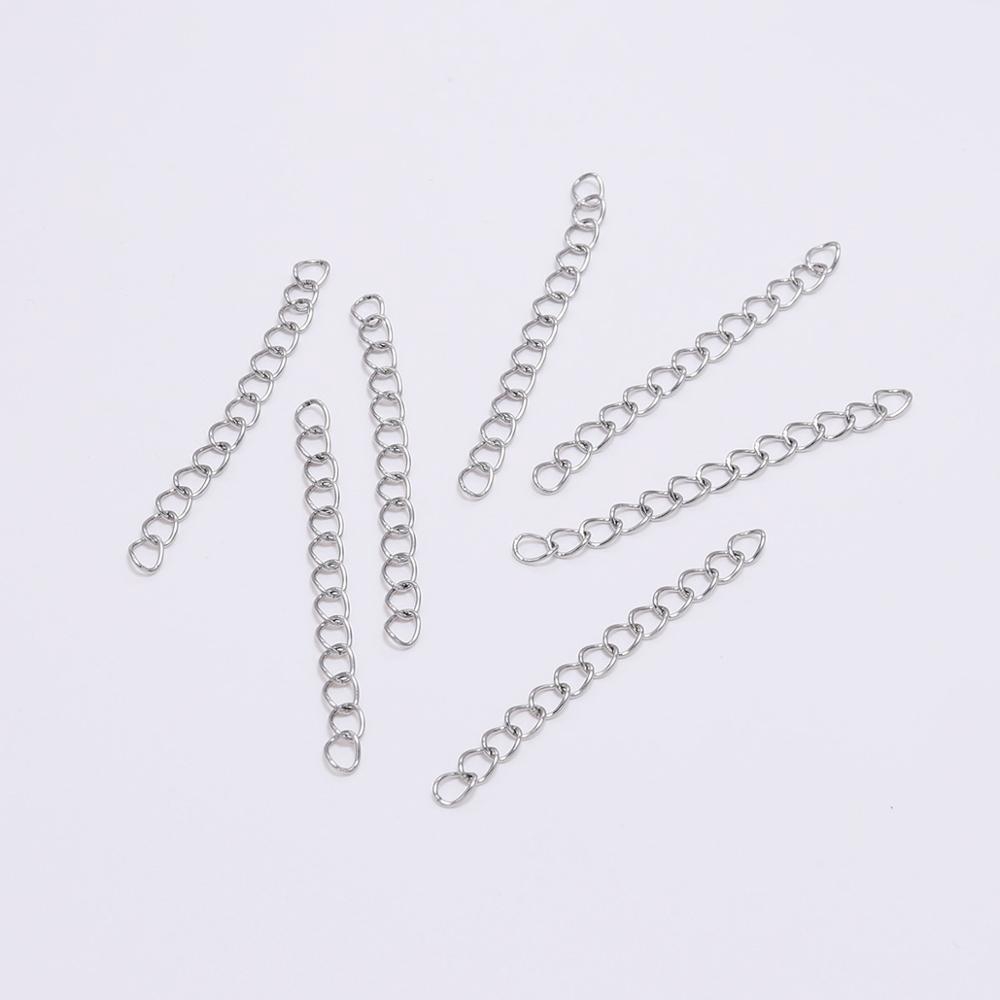 50pcs / Lot Rantai Extender Bahan Stainless Steel Ukuran 5 7cm Untuk Membuat Perhiasan