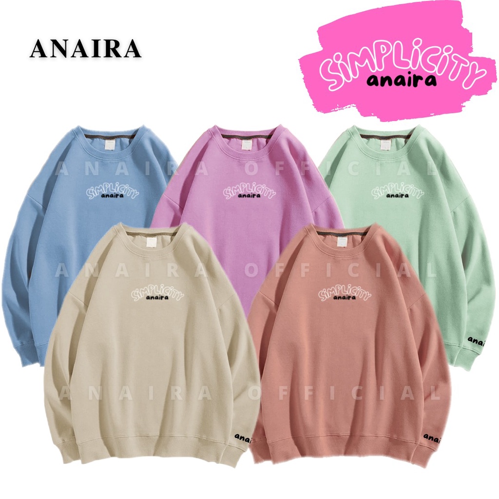 SIMPLICITY SWEATER CREWNECK WANITA OVERSIZE  ANAIRAOFFICIAL