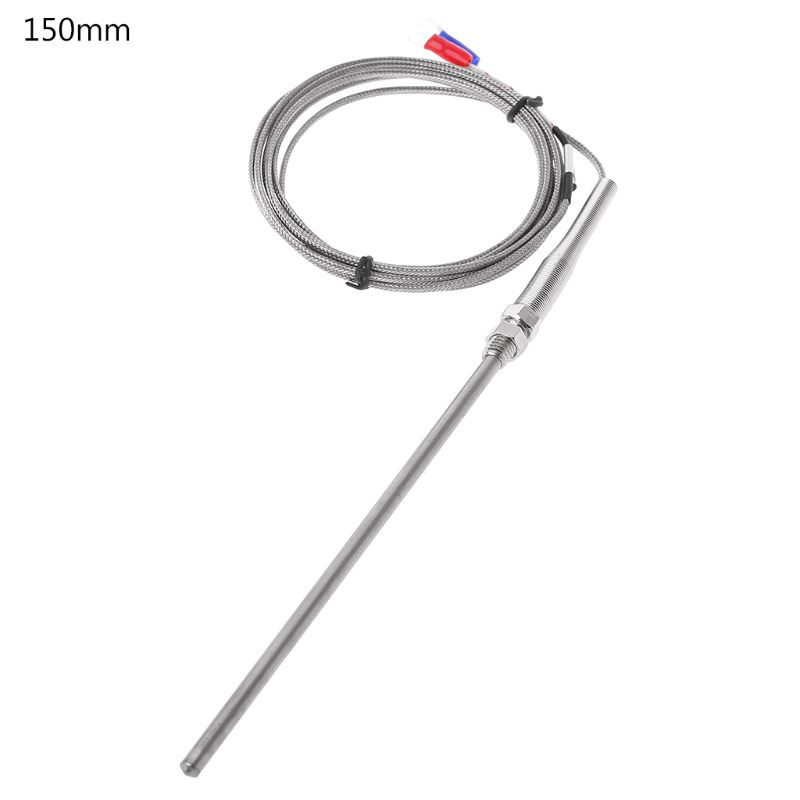 Sensor Suhu Thermocouple Tipe K Bahan Stainless Steel Ukuran 2m 50mm / 100mm / 150mm / 200mm 0-400 ° C