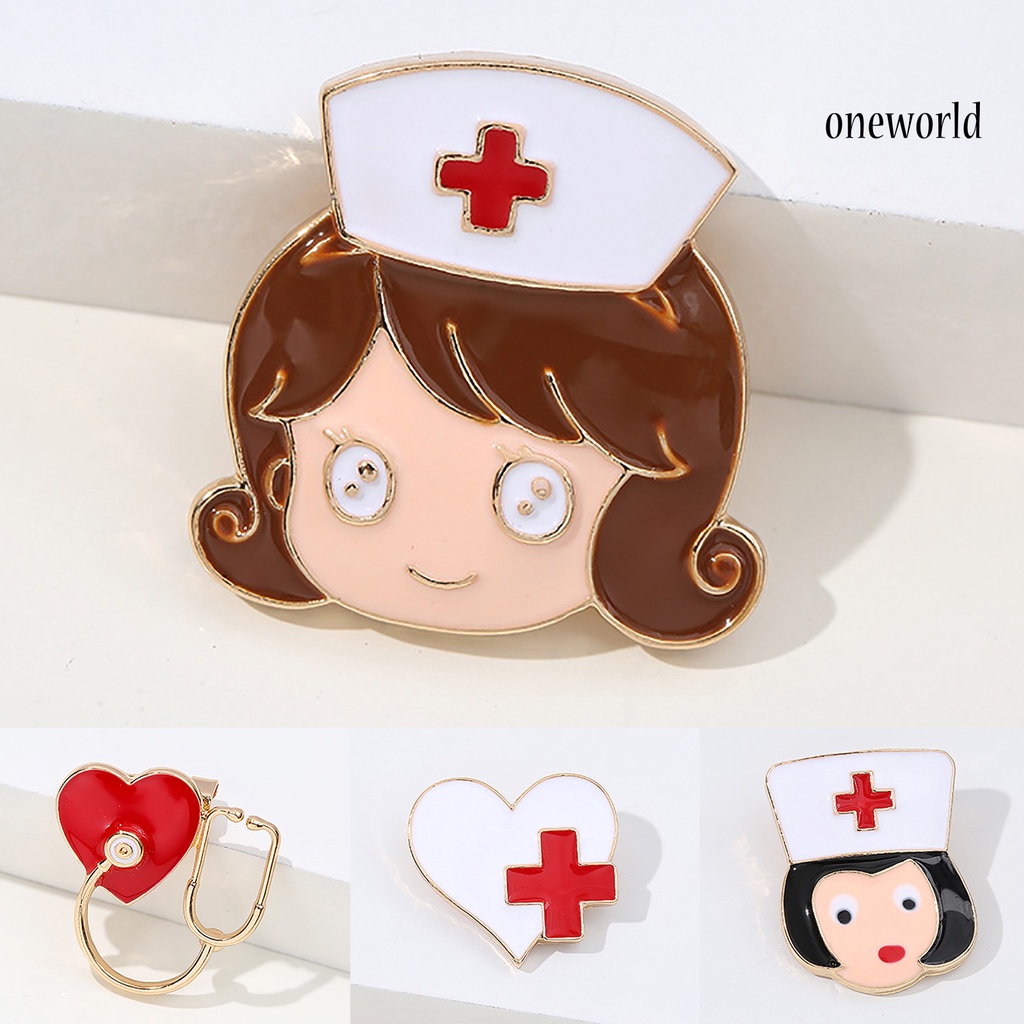 OW@ Exquisite Doctor Nurse Stethoscope Pattern Collar Brooch Lapel Pin Clothing Decoration