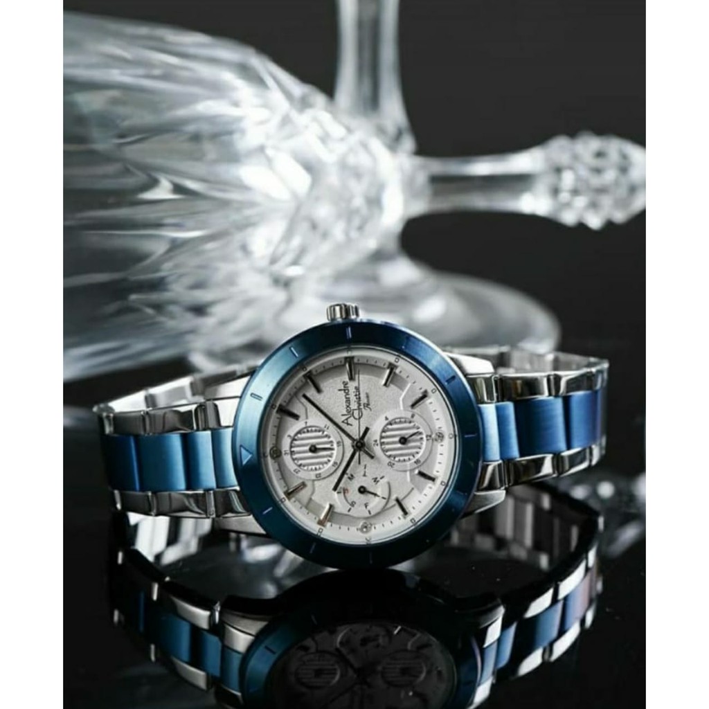 Alexandre Christie Ac 2823 Silver Blue Jam Tangan Wanita Original