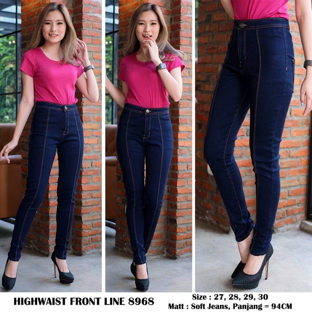 Celana Jeans haiwest tulang depan/ Jeans haiwes pinggang Tinggi Wanita