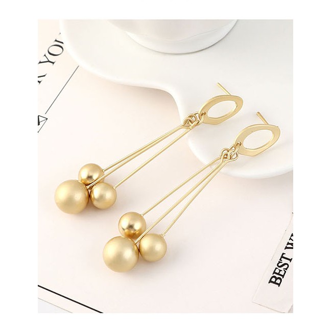 LRC Anting Tusuk Fashion Gold Plated Gold Fringed Pearl S925 Silver Needle Earrings Y62847