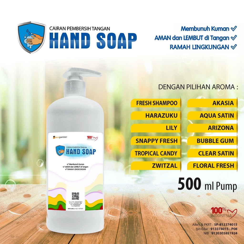 Sabun Cuci Tangan Variasi Aroma Segar 500 ml Pump / Hand Soap Aroma Wangi 500 ml Botol Pump