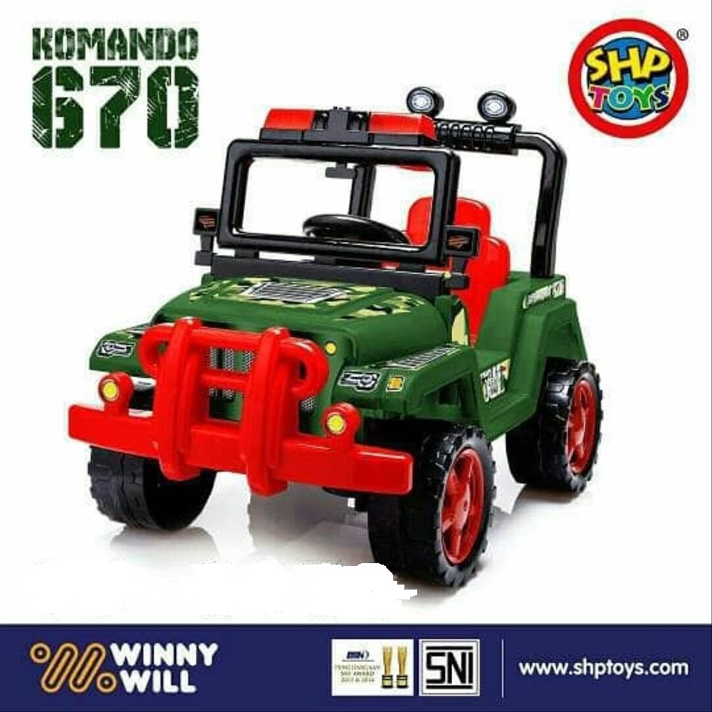 SK 670 SHP ride on mainan anak mobil jeep dorong motif TNI tentara