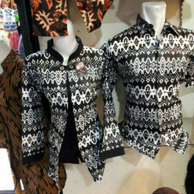 Maura Couple Batik  Sarimbit  Atasan Bolero Monocrome Tribel 