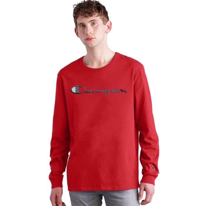 champion long sleeve with logo on sleeve