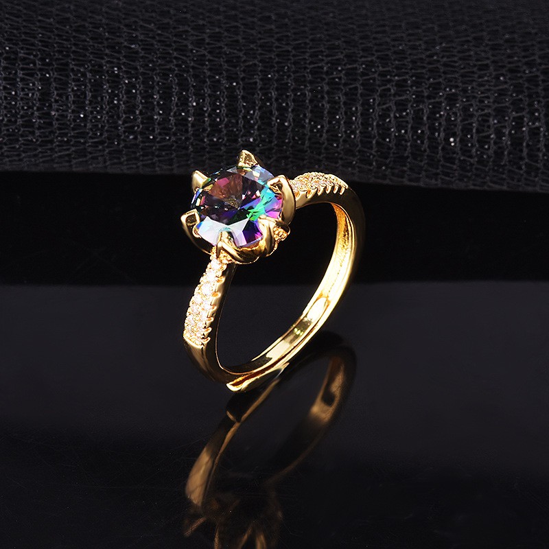 pt950 emas laser warna-warni berlian wanita cincin kawin perhiasan disesuaikan