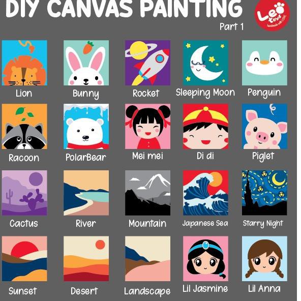 

Big Sale BW8 DIY melukis kanvas mainan anak edukasi cat lukis canvas painting animals paint by leo t
