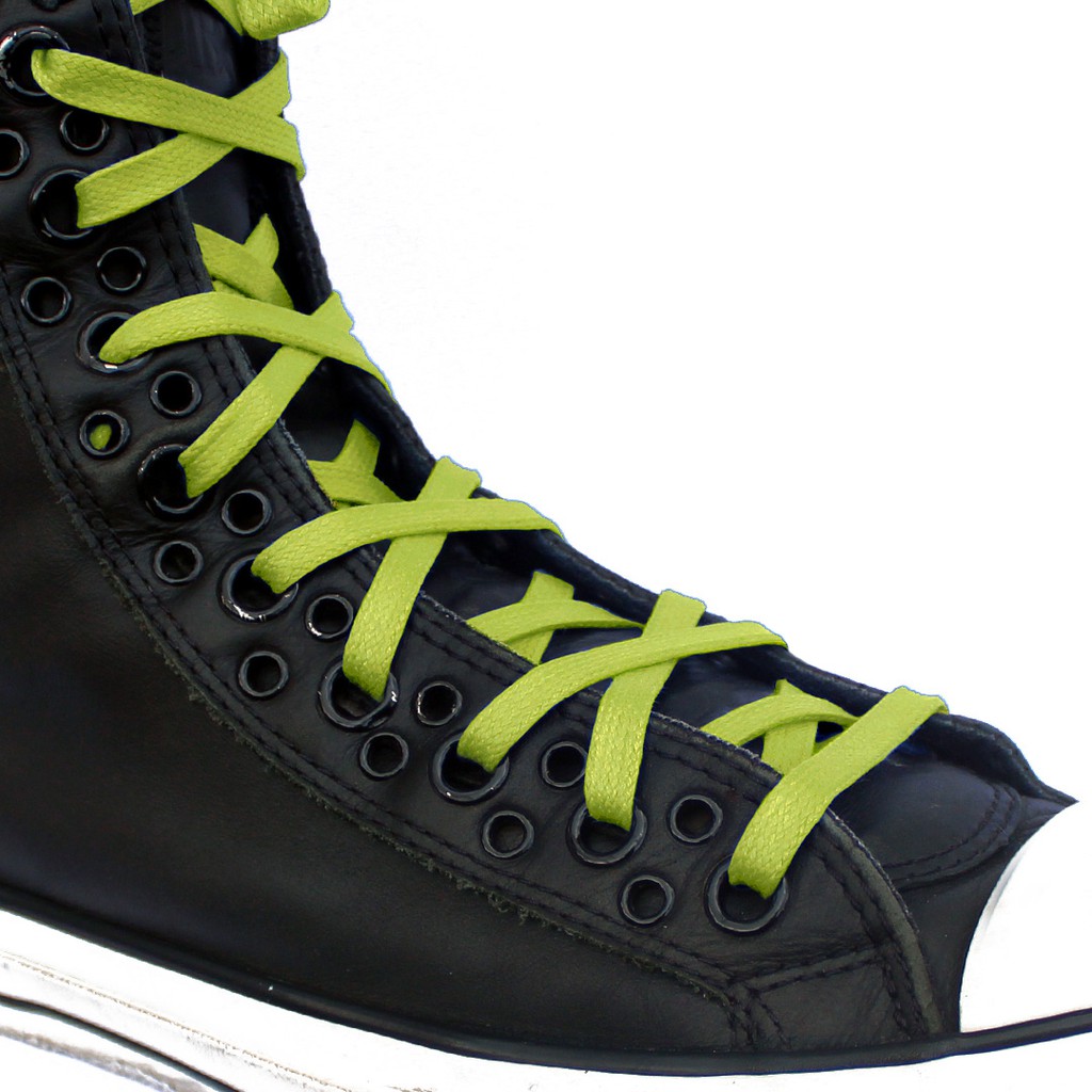 MR Shoelaces FT54 Green Yellow  - Tali Sepatu Lilin 6-7mm Gepeng Flat Pipih (Waxed Laces) 90cm 120cm 150cm 200cm - Premium Shoelace