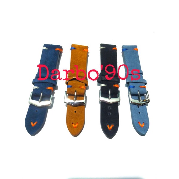 STRAP TALI JAM TANGAN VINTAGE KULIT ASLI TALI JAM TANGAN KULIT PREMIUM - HITAM, 22MM