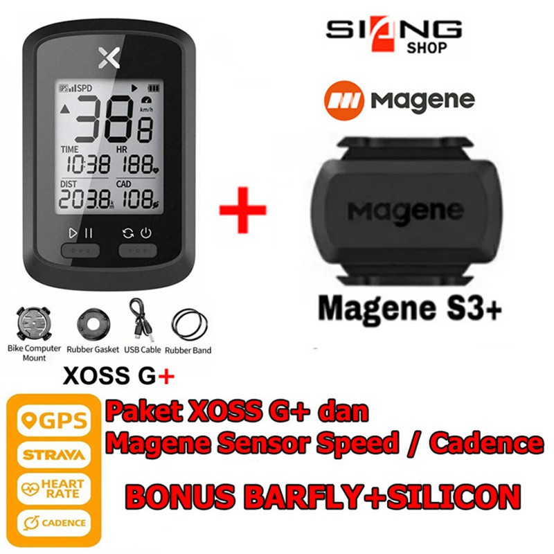 GPS Speedometer XOSS G+ G Plus Paket Magene Cadence S3+