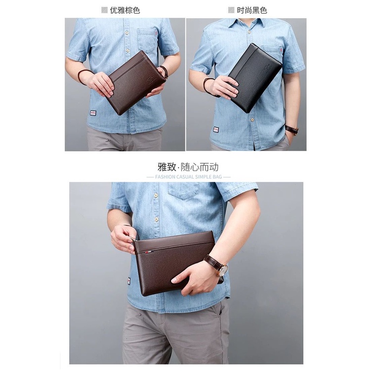 Dompet Tangan Pria / Dompet Tangan Jinjing Besar Kulit Imitasi High Quality