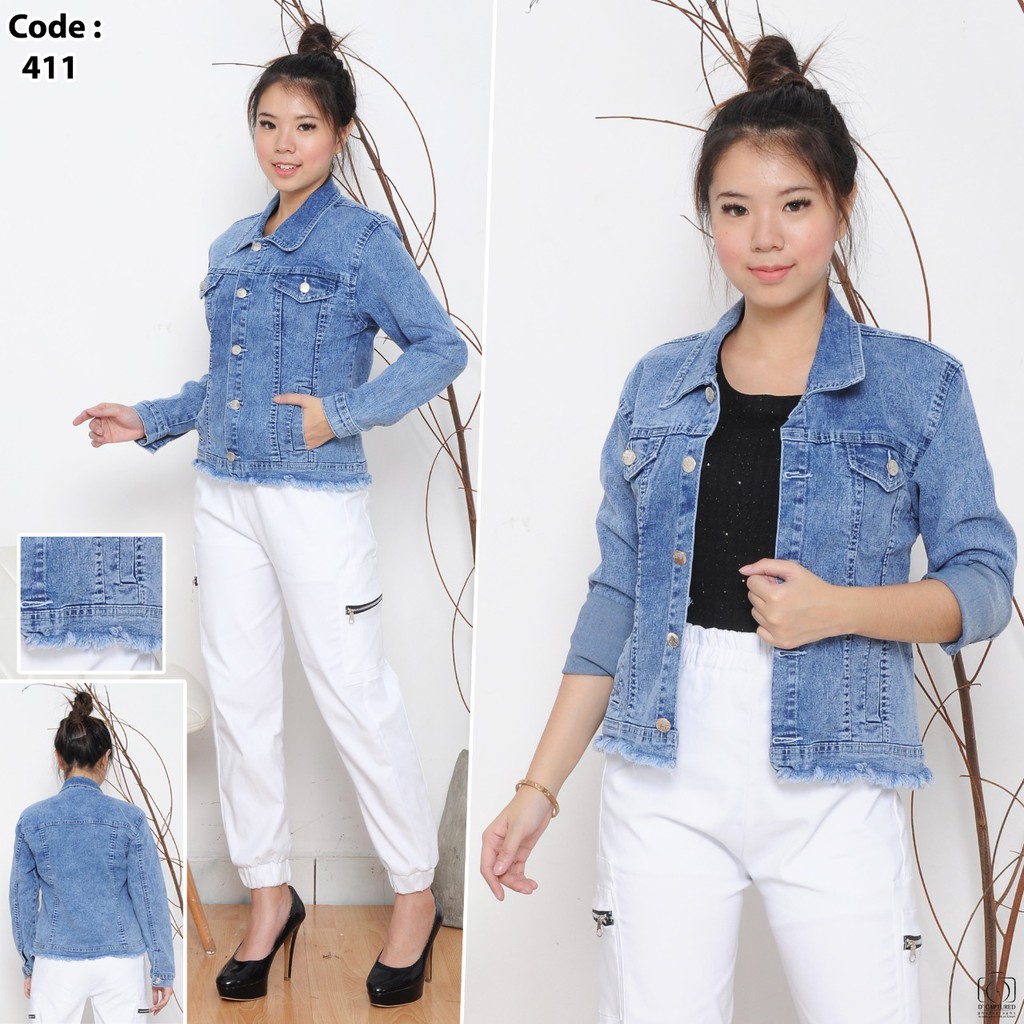 MC girl - Jaket Jeans Snow Rawis / Jaket Jeans Rumbai Snow Blue / Jacket Denim Wanita