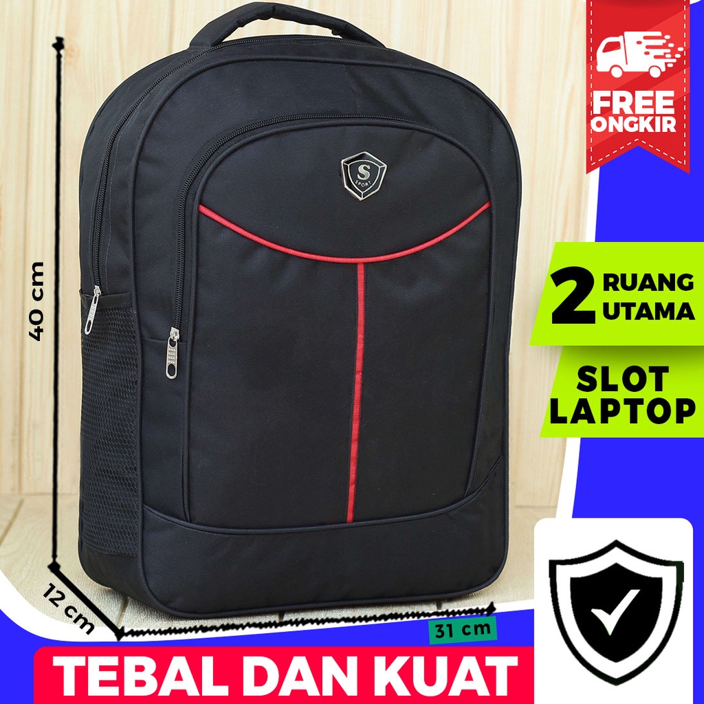 Tas Gendong Pria Sport Garis Ransel Pria Tas Sekolah SD SMP SMA Kuliah Kerja Kekinian Termurah Terbaru Keren Laptop