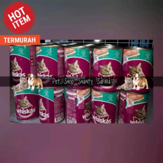 MAKANAN KUCING BASAH WHISKAS KALENG 400 GR ADULT TUNA / OCEAN FISH