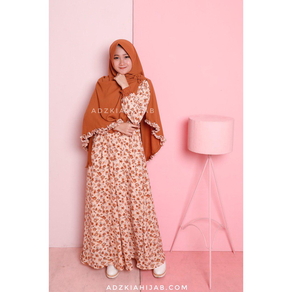 Gamis syari jumbo aira 4 coklat original adzkia hijab syari gamis murah gamis polos gamis terbaru