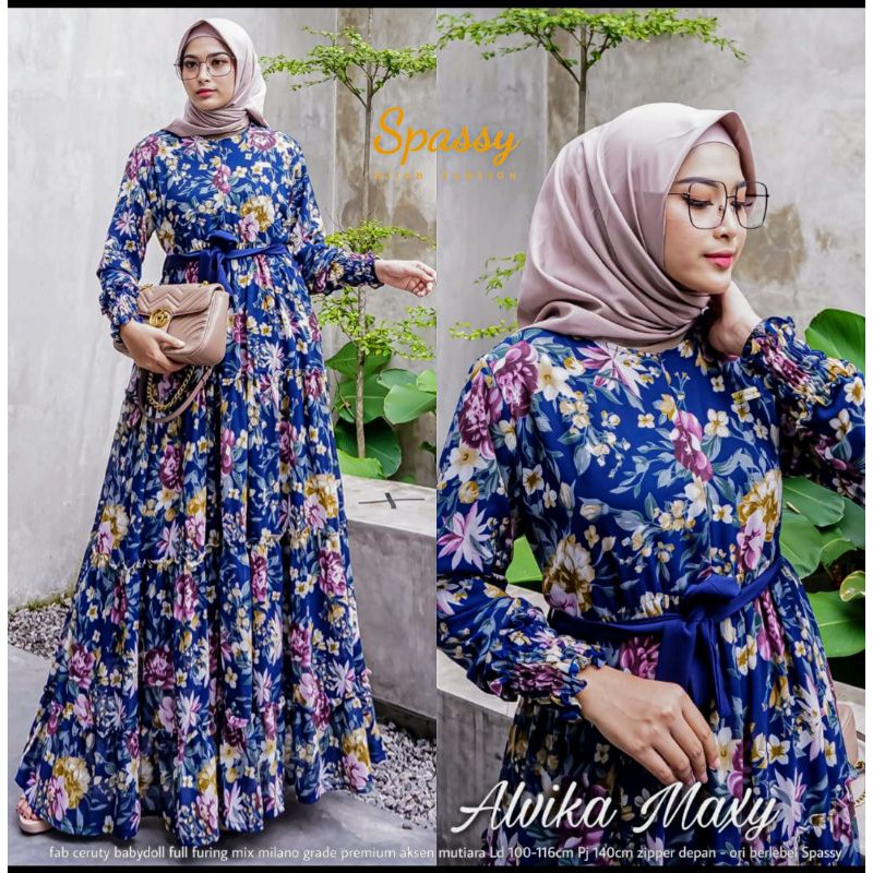 Gamis terbaru ceruty baby doll maxy spassy premium Alwika maxy
