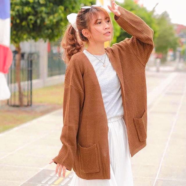 4XL- 5XL Cardigan Rajut Jumbo Premium/ Cardigan Rajut Oversize/ Outer Jumbo Big Size/ Rajut Murah-Brown NEW