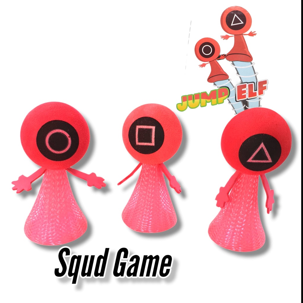 Mainan Elf Bouncing Squid Game / Boneka Loncat/EVASmall Elf Squid Game Bounce Springs/ People Bouncing Jump Toy Children/ Dolls Toys/ Edukasi Anak-anak Anak Bayi Kartun Hadiah Mainan