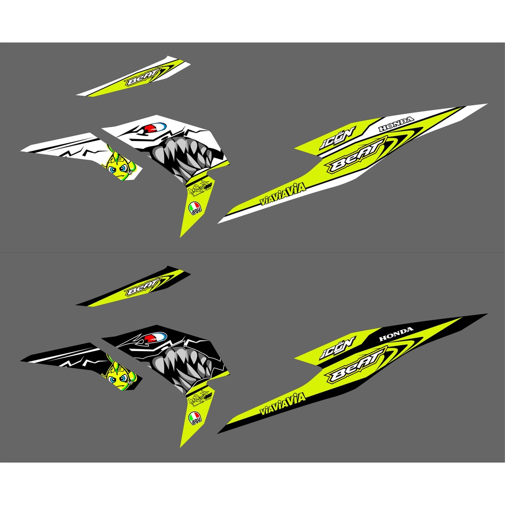 Striping Beat Fi/Beat Deluxe Cbs Beat Street 2020 2021Shark Rossi Silver Lis List Sticker Motor Hond