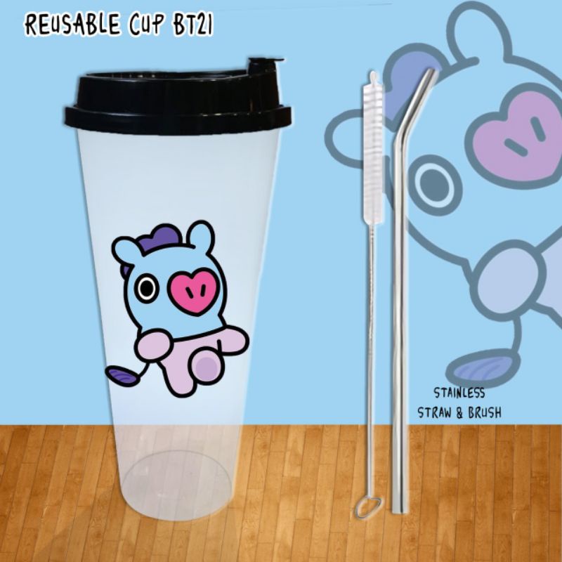 FREE SEDOTAN STAINLESS+FREE BRUSH!!!.REUSABLE CUP B T S/REUSABLE CUP BT 21/TUMBLER B T ES/TEMPAT MINUM LUCU