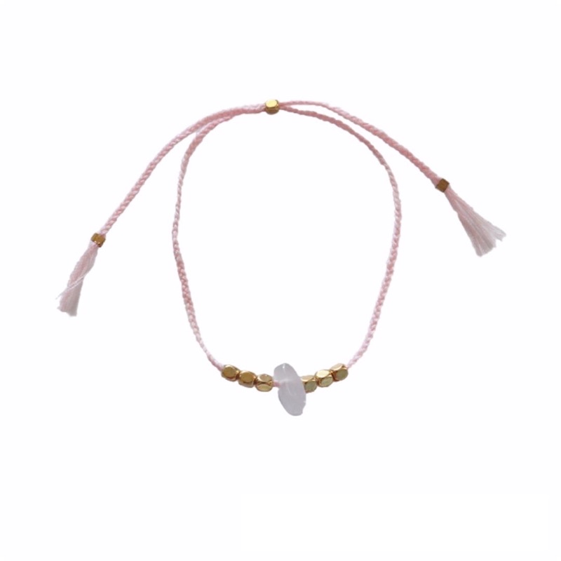 glass beads bracelet in Peach (gelang kepang/ gelang boho/ gelang stone/ gelang batu/ gelang tali/ gelang braided/ gelang bracelet)