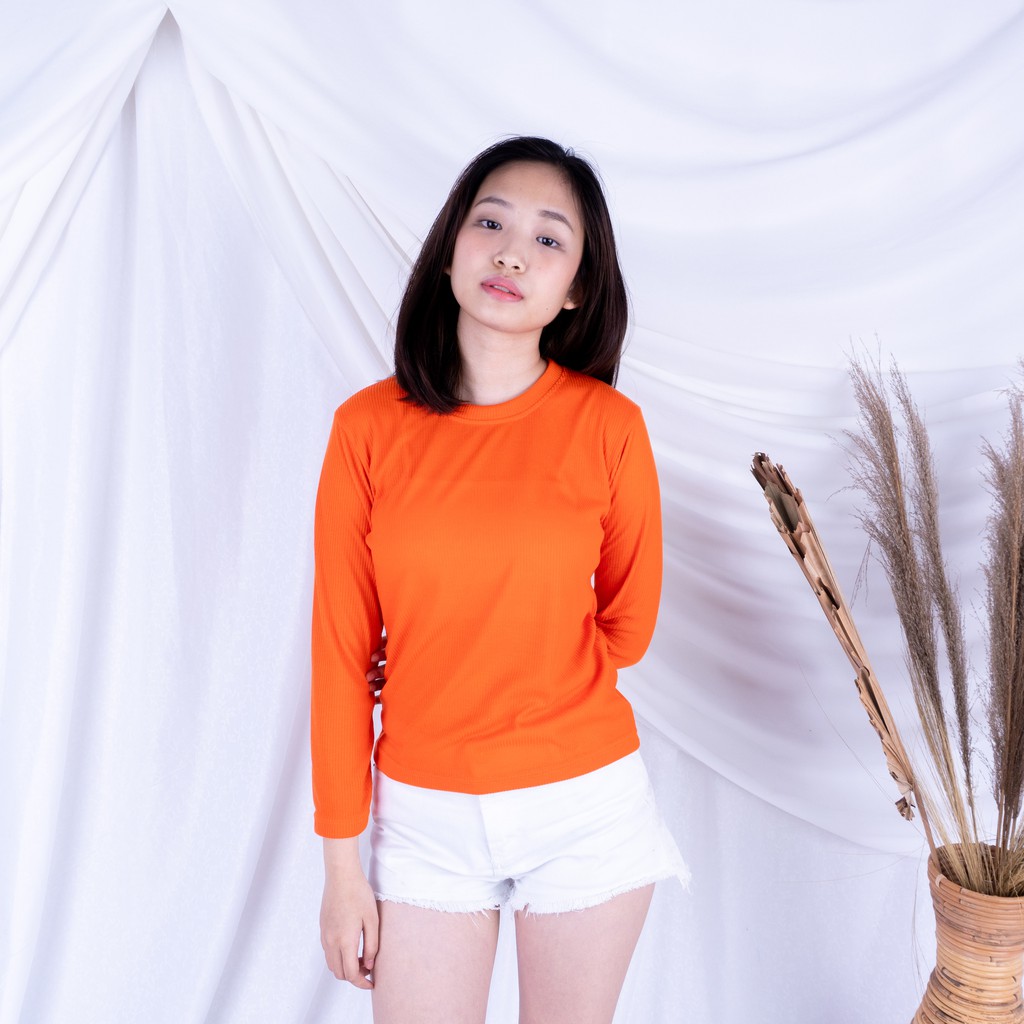 Kally RIB  - Longsleeve Rib Basic Sweater Premium Baju Lengan Panjang Wanita-ORANGE