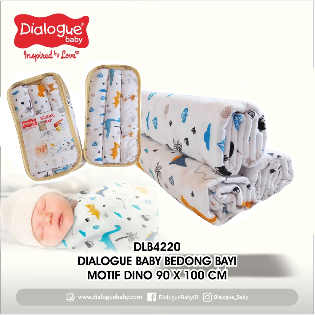 Dialogue Bedong Bayi Katun Print Newborn Bayi Baru Lahir isi 3 Pcs