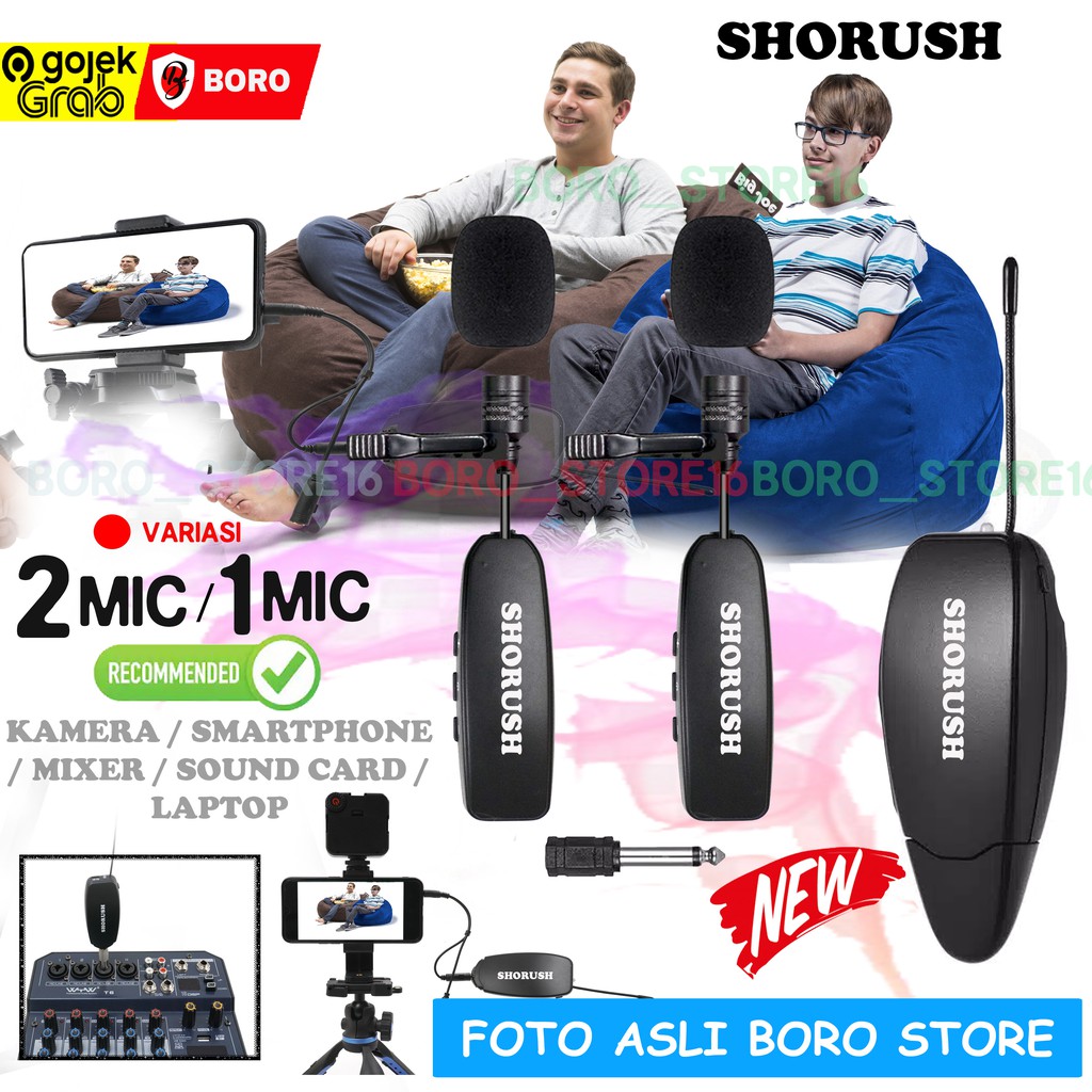 Shorush Dual Microphone 2 Transmitter Mic Clip On Wireless