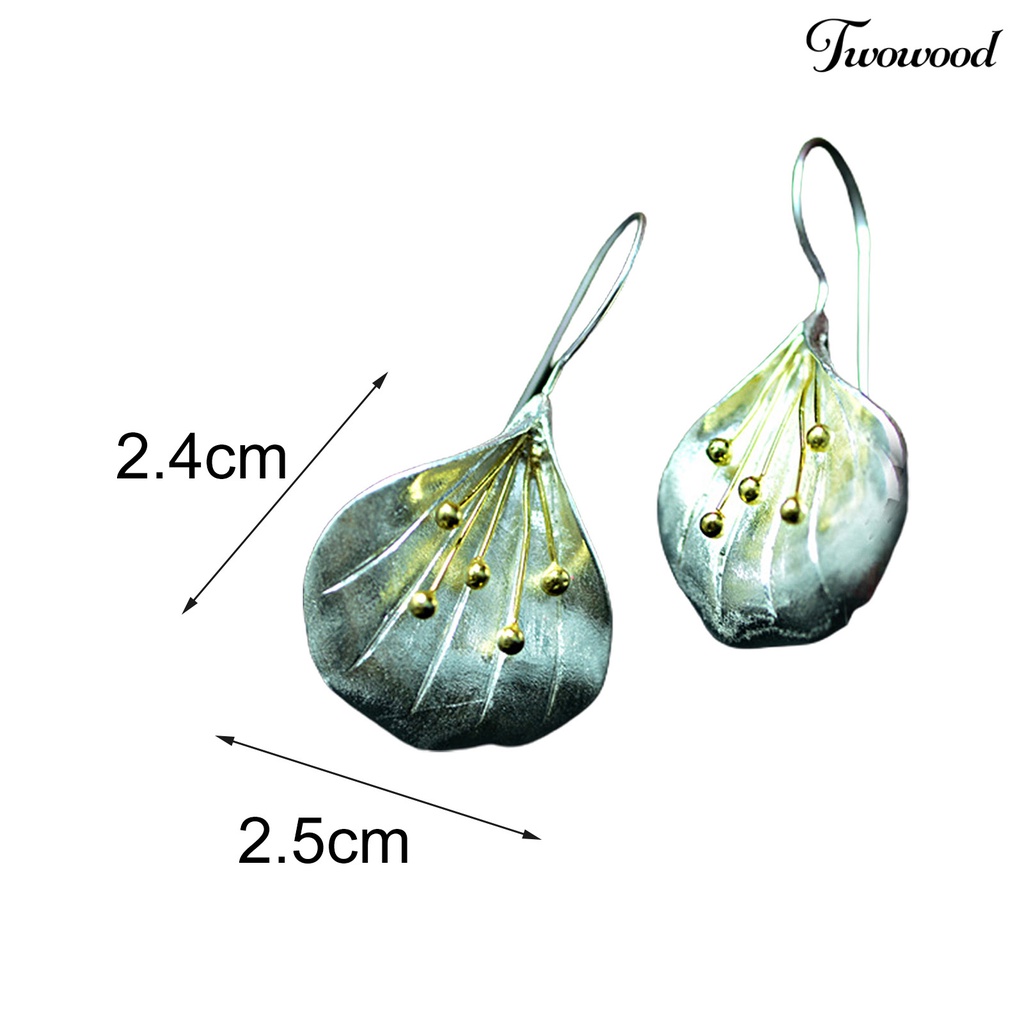 1 Pasang Anting Hook Panjang Bentuk Kelopak Bunga Bahan 925 Silver Needle Handmade Untuk Wanita