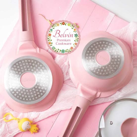 Belvin Flower Baby Cookware Set 18Cm 18 Cm Fry Sauce Pan Panci Mpasi - Biru Muda, 18Cm Packing _Art