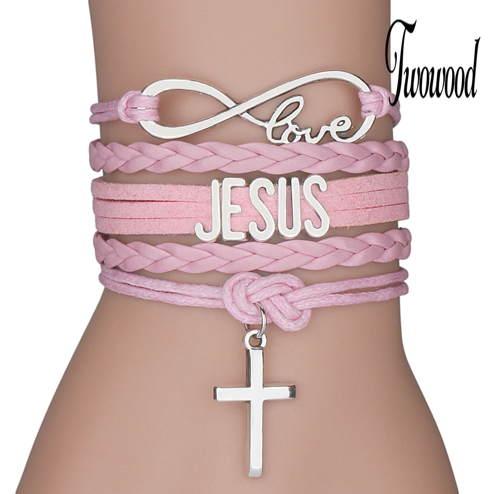 Gelang Tali Multilayer Desain Infinity Love JESUS Cross Untuk Unisex