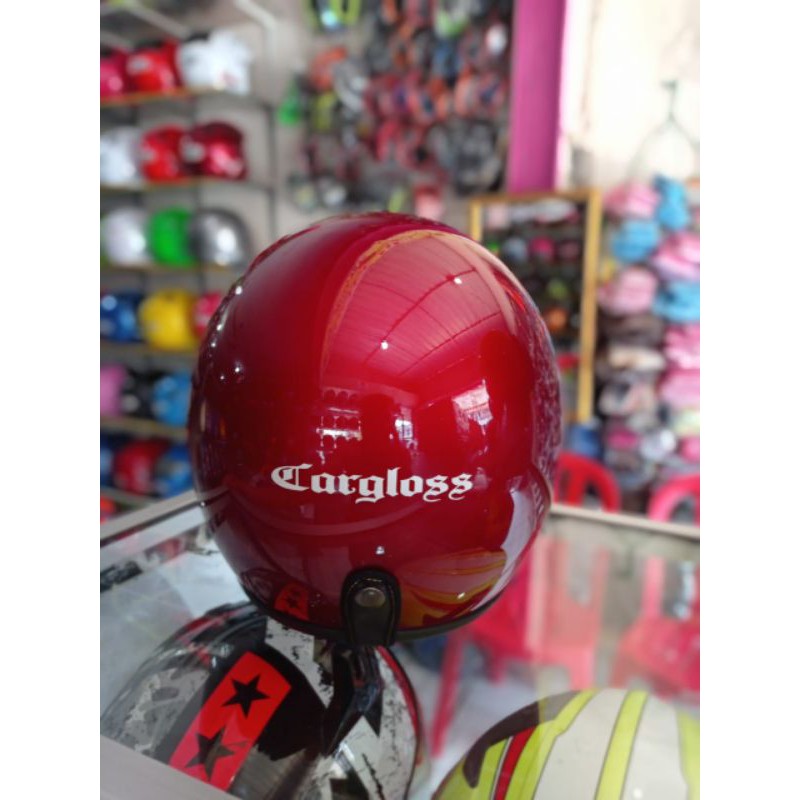 helm Cargloss retro maroon pakking kardus