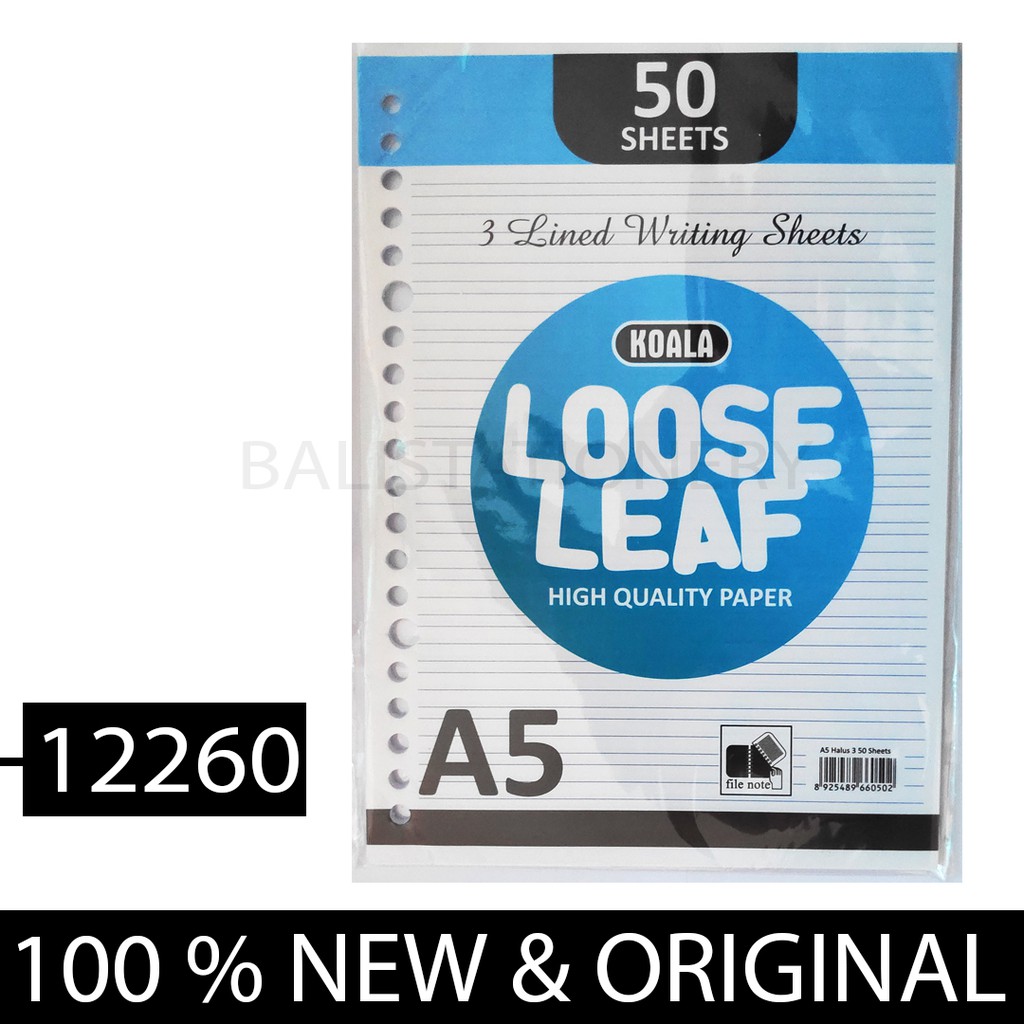 

REFILL LOOSE LEAF A5 / 50 KOALA GARIS TIGA