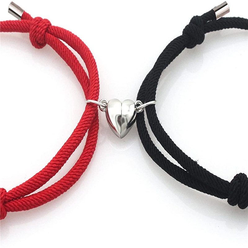 2 Pcs Gelang Cinta Pasangan Tali Kepang Magnetik Gaya Cina Untuk / Pria / Wanita-Won