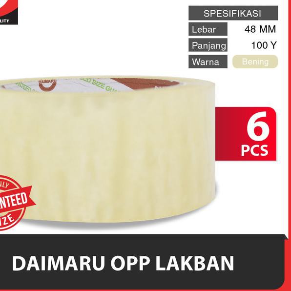 

◙ [Paket 1 Slop Isi 6pcs] Daimaru OPP Lakban Bening 48 mm x 100 Yard ⅎ