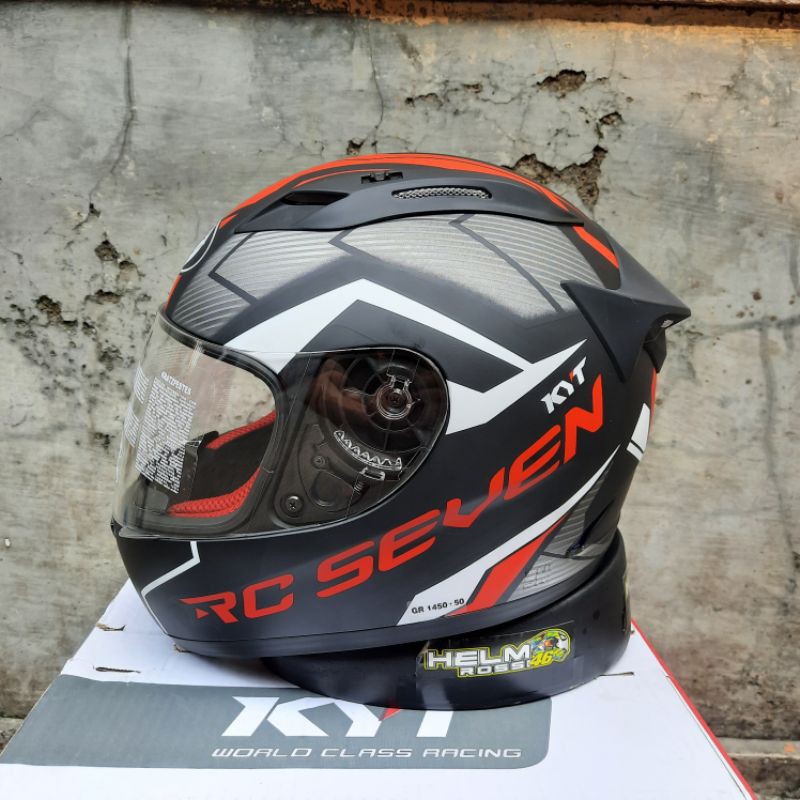 HELM KYT RC7 seri 18 - Black Matt Red ORIGINAL RC SEVEN full face Yellow flou