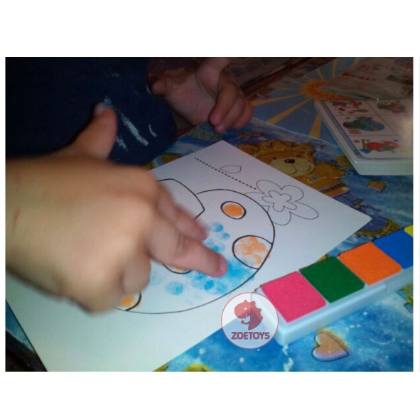 Zoetoys Finger Painting - Set | 6ct Washable Cat Tangan Mewarnai Melukis dengan Jari Stamp Non Toxic