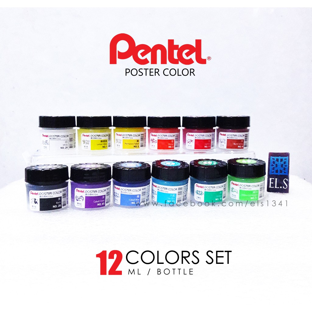 

Pentel Poster Colors Set 12 Warna (12 ml) Cat Poster