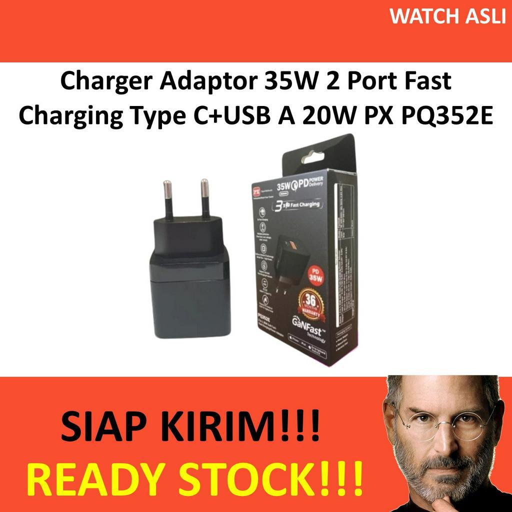 Charger Adaptor 35W 2 Port Fast Charging Type C+USB A 20W PX PQ352E