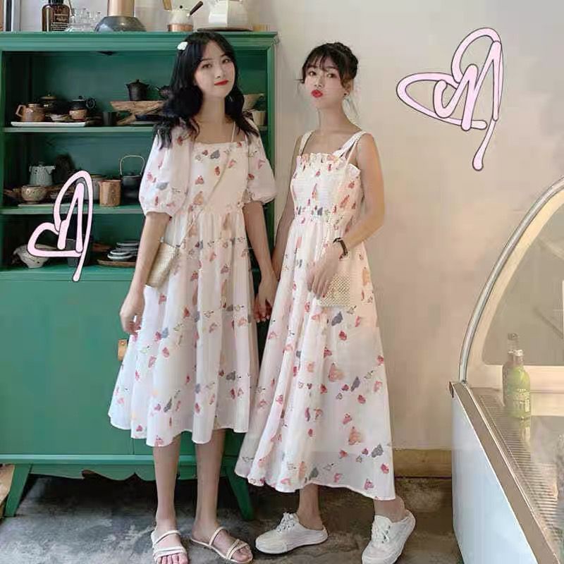 (READY 2model) dress fashion wanita voivi dress import pm/pakaian wanita midi dress floral bunga/oot