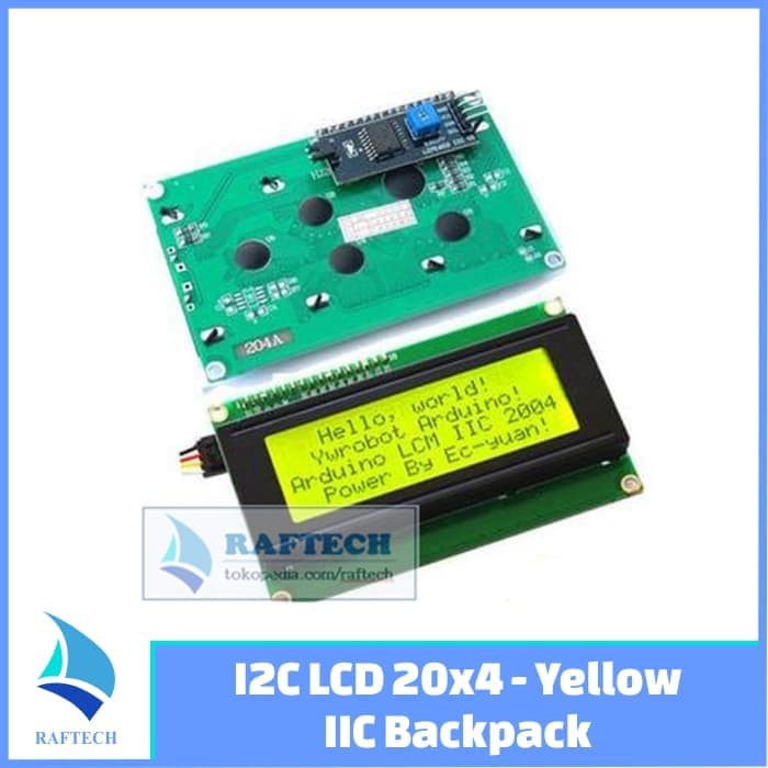 I2C LCD 2004 / 20x4 Module - Yellow - IIC Backpack