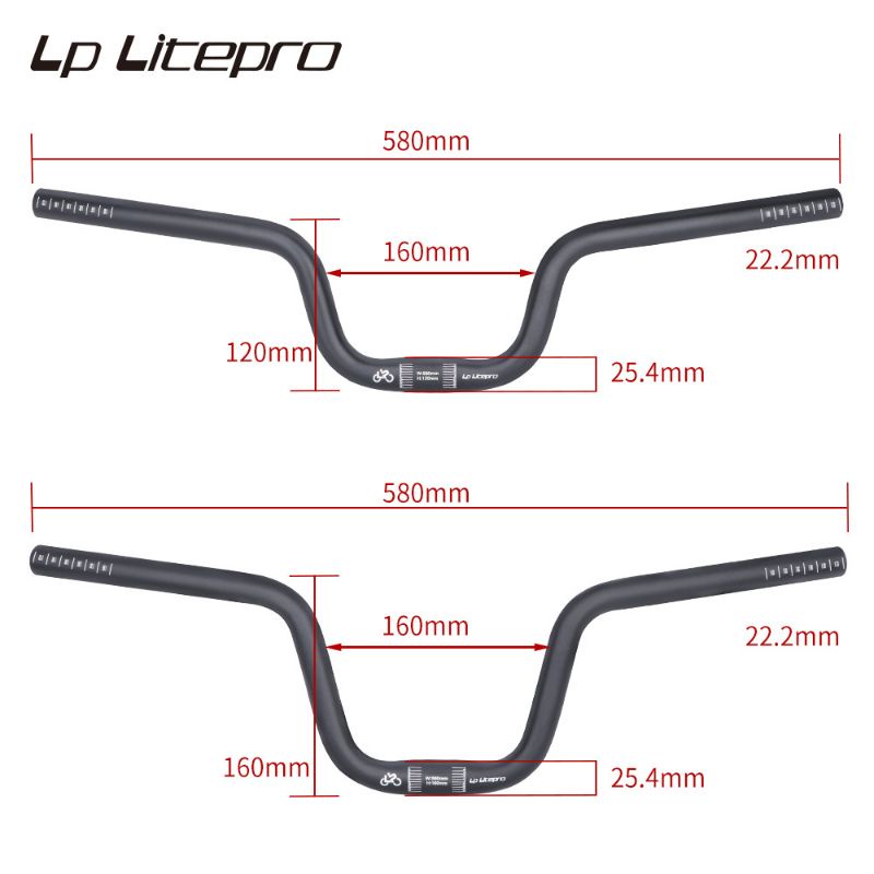 Handlebar Litepro Highrise 25.4x580 Sepeda Lipat Alloy Original