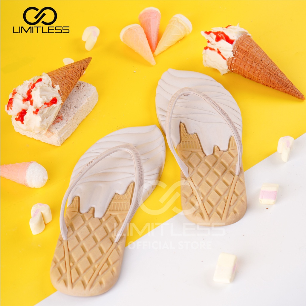 ICE CREAM BLACKPINK Sendal Jepit Wanita Karet Sandal Japit Cewek Korean Style Import Terbaru Lucu