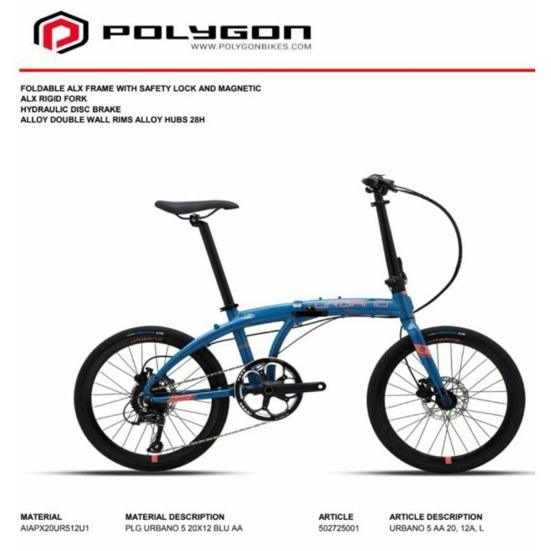 Sepeda Lipat Polygon Urbano 5 20inch